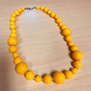 Vintage Yellow Bead Graduated Statement Necklace